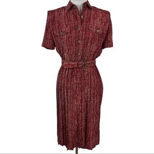 Vintage 1980s Leslie Faye 40s red shirt dress